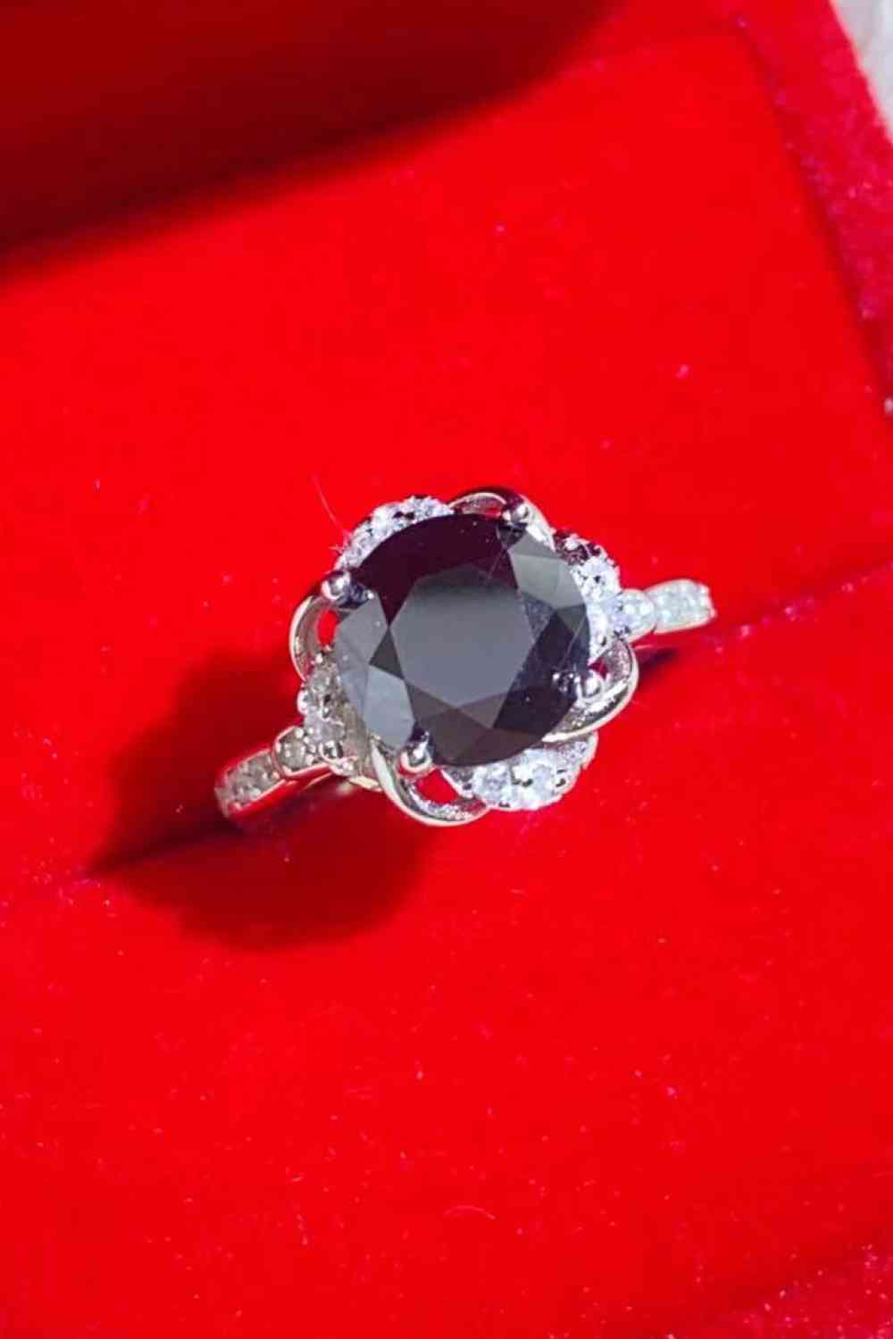 2 Carat Black Moissanite Floral Ring for a perfect OOTD – dress to impress outfits from Amexza