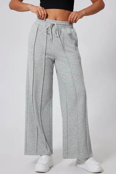 Drawstring Wide Leg Active Pants Gray for a perfect OOTD – dress to impress outfits from Amexza