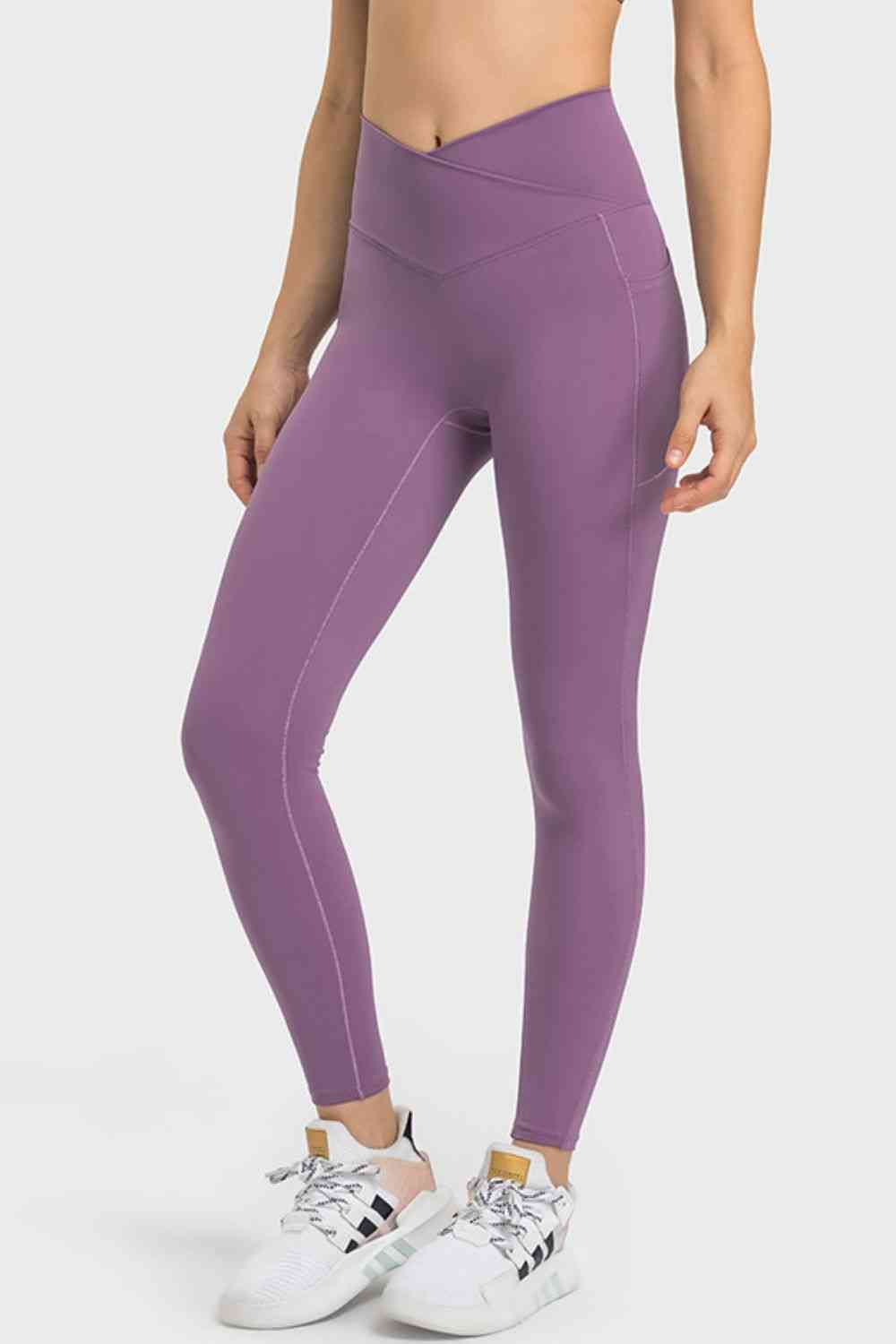 Millennia V-Waist Yoga Leggings with Pockets Purple for a perfect OOTD – dress to impress outfits from Amexza