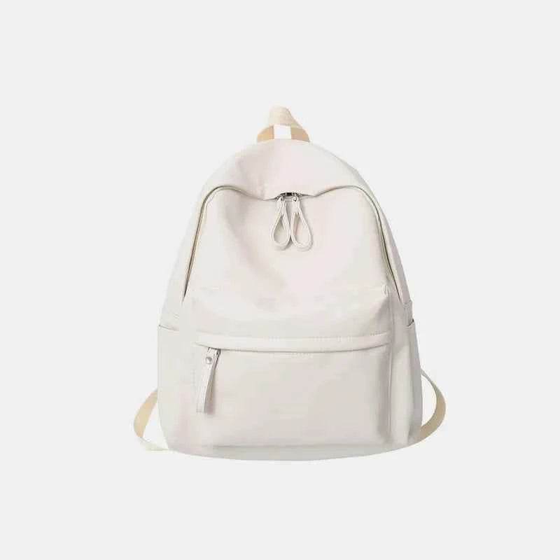 PU Leather Zip Backpack Bag Ivory One Size for a perfect OOTD – dress to impress outfits from Amexza