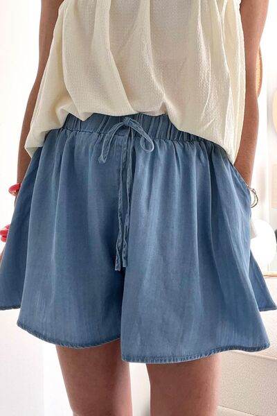 Elastic Waist Wide Leg Denim Shorts Medium for a perfect OOTD – dress to impress outfits from Amexza