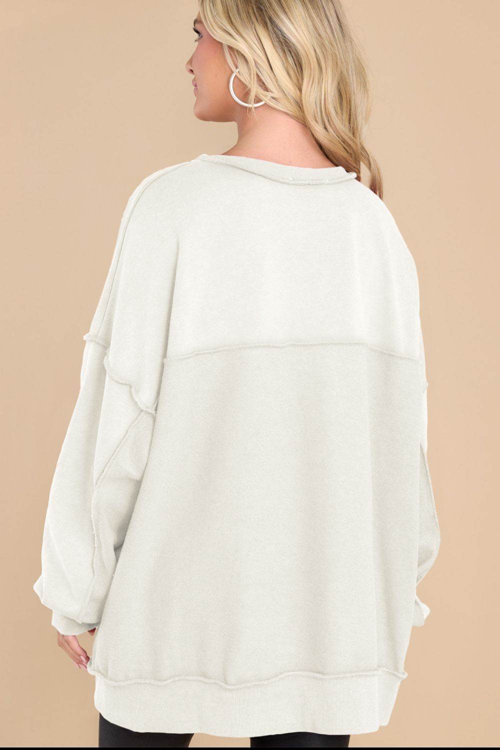 Exposed Seam Long Sleeve Sweatshirt - Amexza