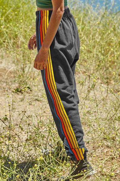 Contrast Striped Elastic Waist Active Pants for a perfect OOTD – dress to impress outfits from Amexza