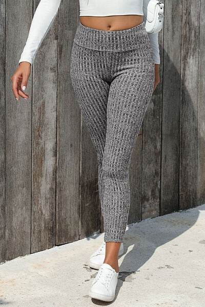 Ribbed High Waist Leggings - Amexza