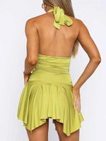 Ruched Halter Neck Bodycon Mini Dress