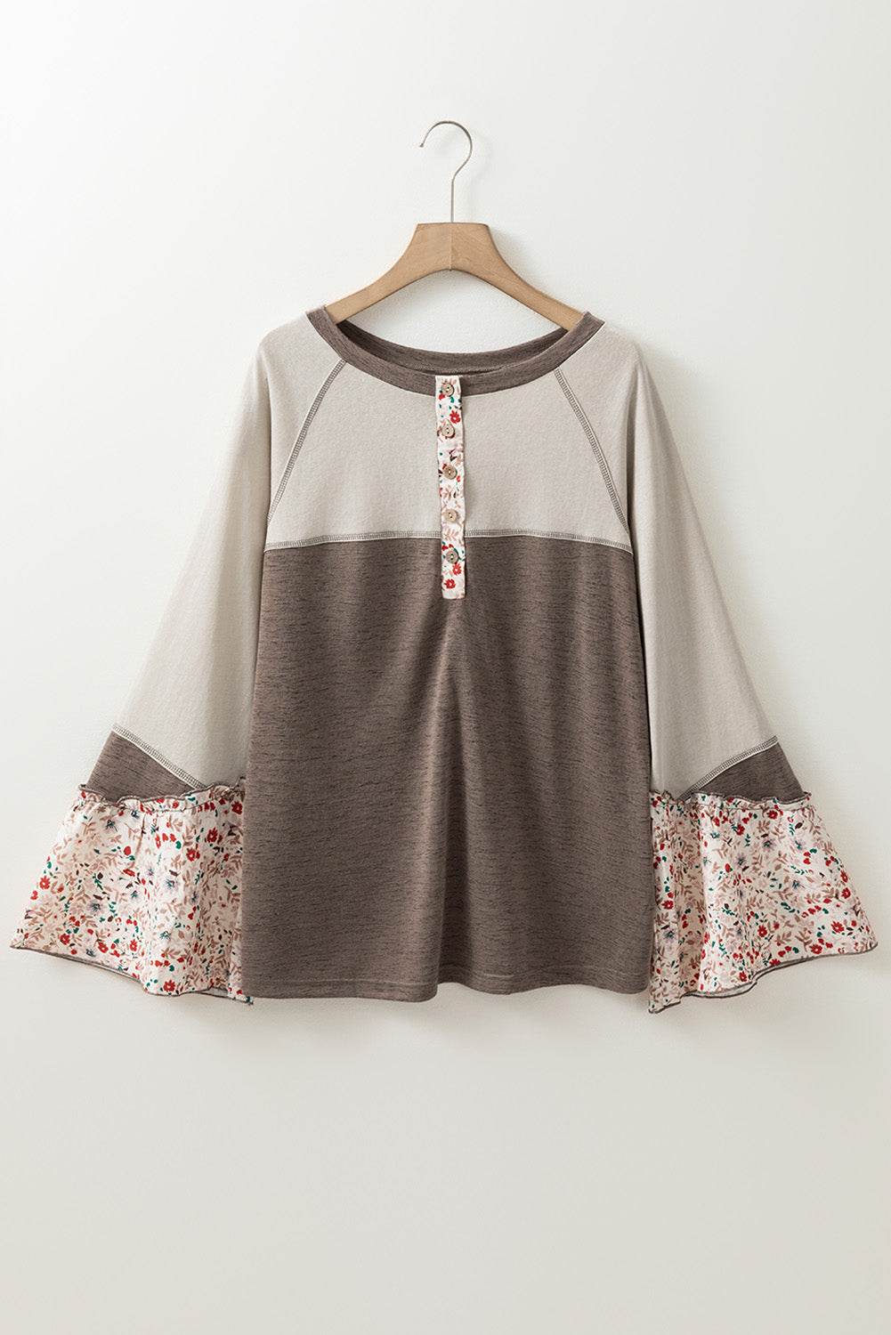 Floral Half Button Long Sleeve T-Shirt for a perfect OOTD – dress to impress outfits from Amexza