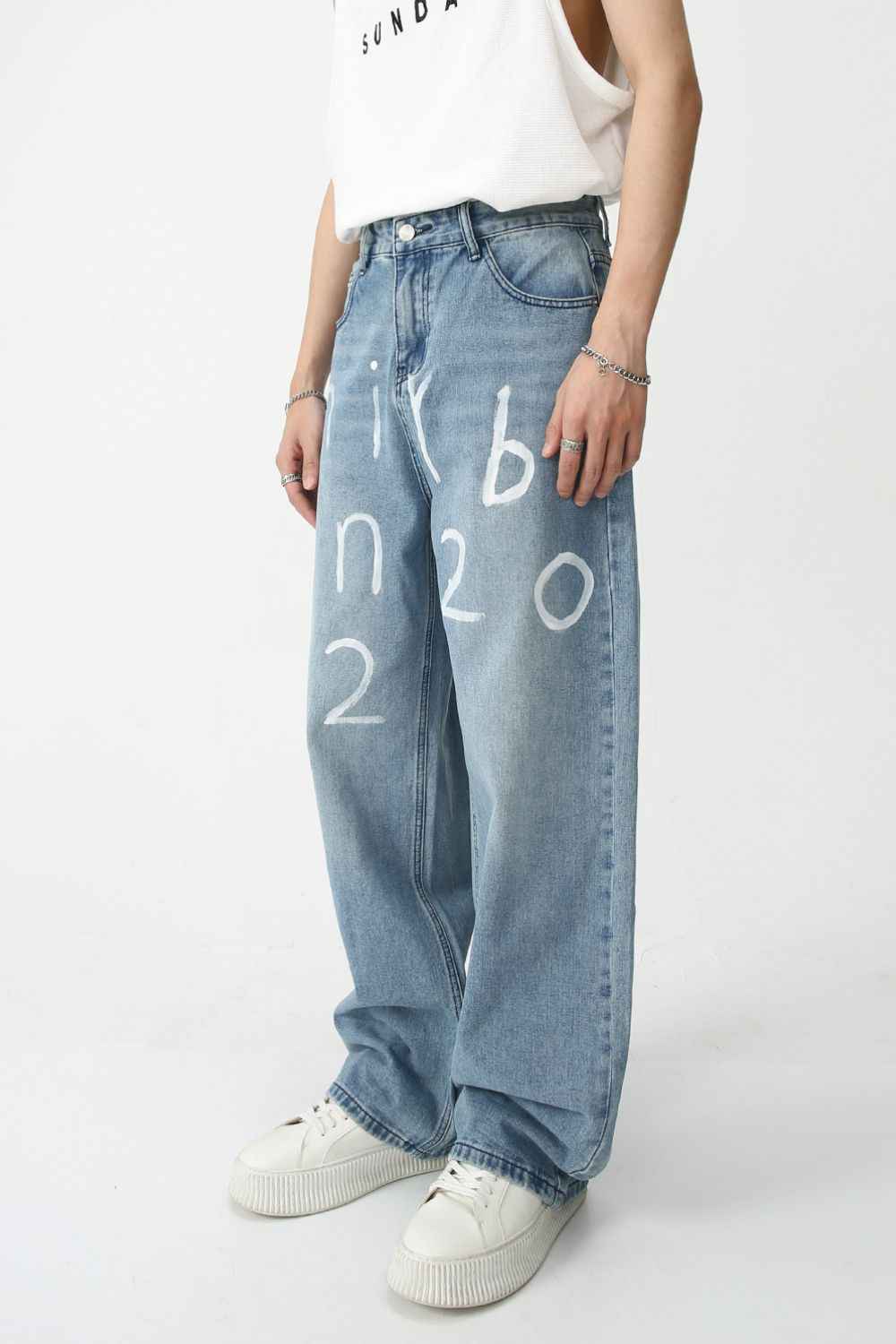 Men's Graffiti Wide Leg Jeans for a perfect OOTD – dress to impress outfits from Amexza