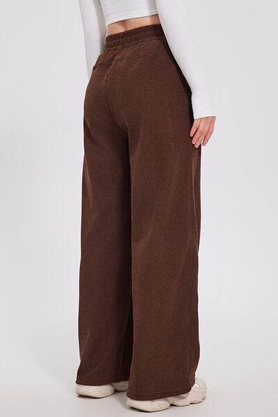 Basic Bae Elastic Waist Wide Leg Pants Dark Brown for a perfect OOTD – dress to impress outfits from Amexza