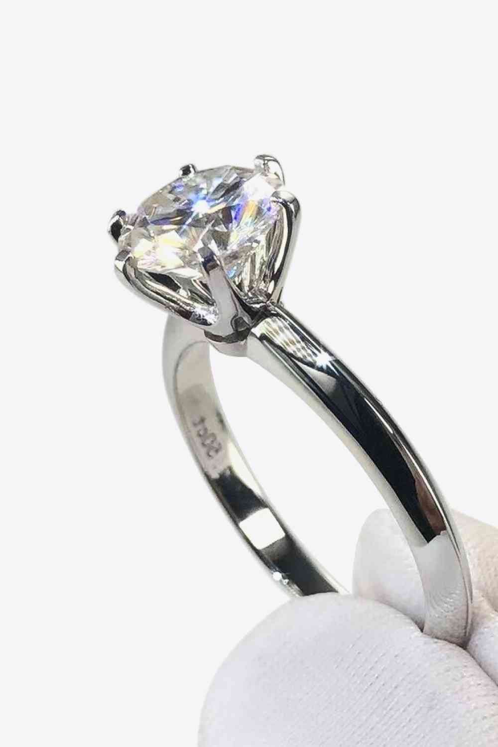 Adored 925 Sterling Silver 3 Carat Moissanite 6-Prong Ring for a perfect OOTD – dress to impress outfits from Amexza