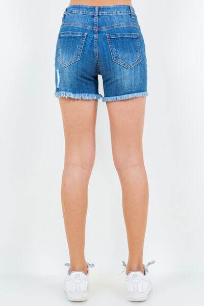 American Bazi High Waist Distressed Frayed Denim Shorts for a perfect OOTD – dress to impress outfits from Amexza