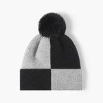 Color Block Knit Hat with Pom-pom Black One Size for a perfect OOTD – dress to impress outfits from Amexza