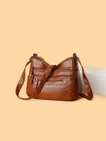 PU Leather Multi Pockets Shoulder Bag Terracotta One Size for a perfect OOTD – dress to impress outfits from Amexza