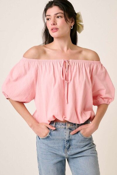 Mittoshop Linen Two-Way Short Sleeve Crop Blouse for a perfect OOTD – dress to impress outfits from Amexza