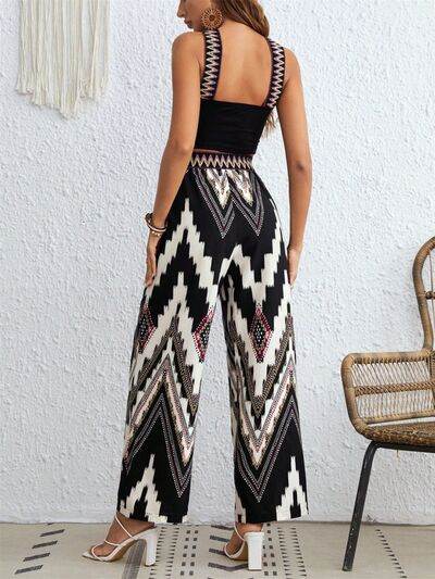 Wide Strap Sleeveless Top and Pants Set - Amexza