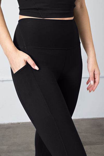 Faith Apparel High Waist Wide Waistband Leggings - Amexza