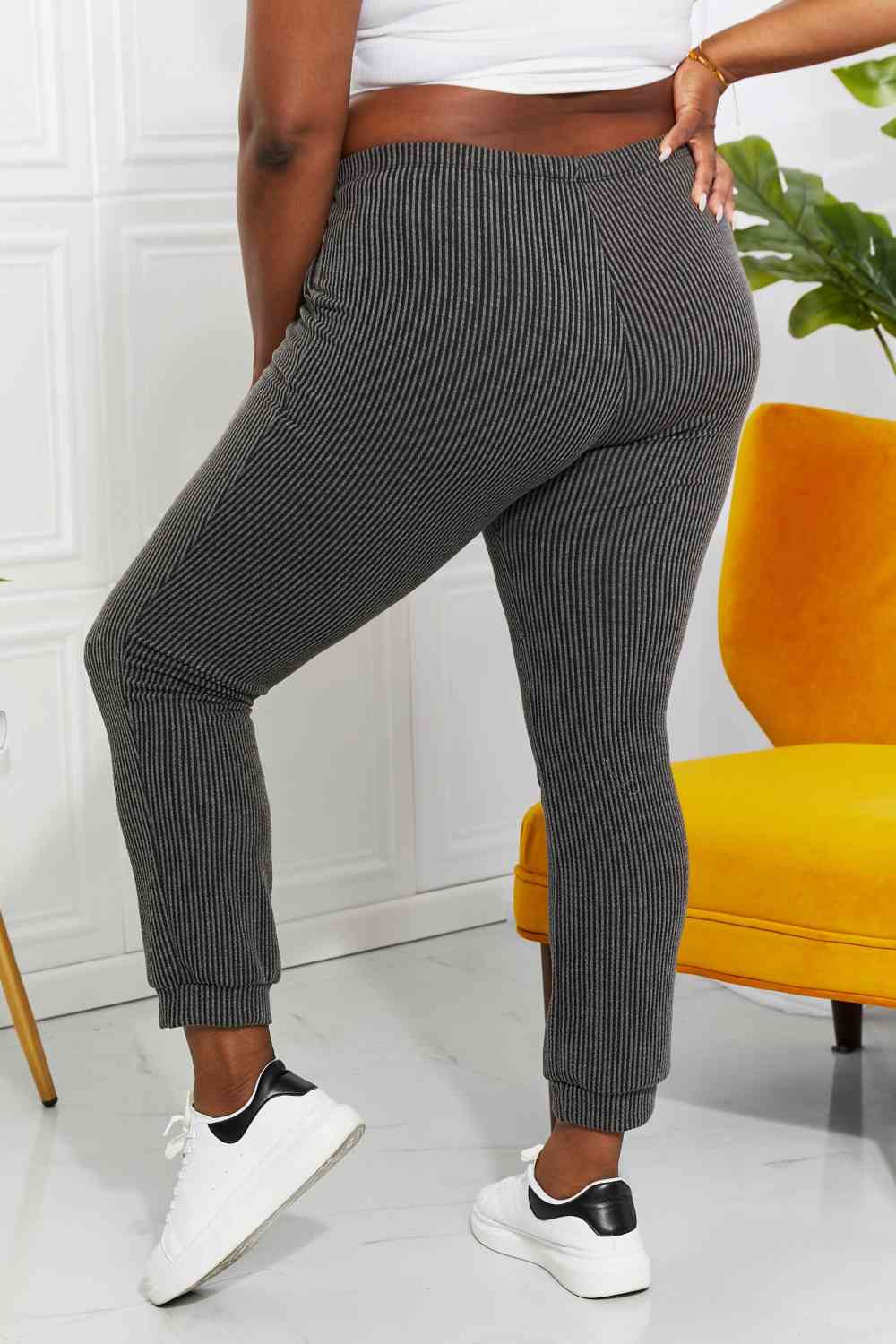 Blumin Apparel Full Size Easy Living Ribbed Joggers for a perfect OOTD – dress to impress outfits from Amexza