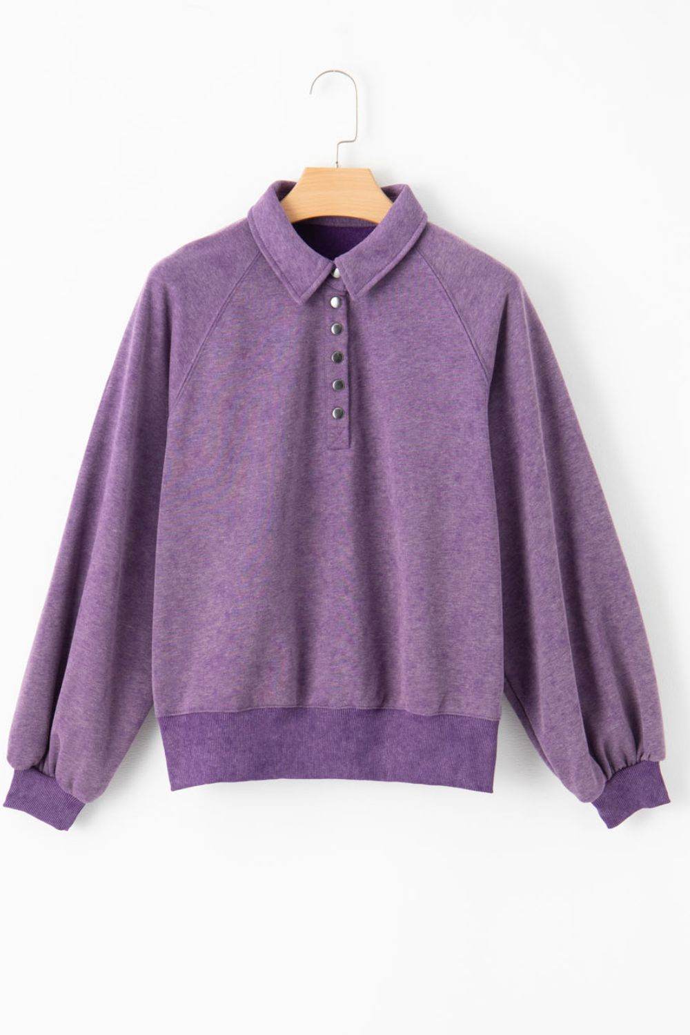 Half Snap Long Sleeve Sweatshirt - Amexza