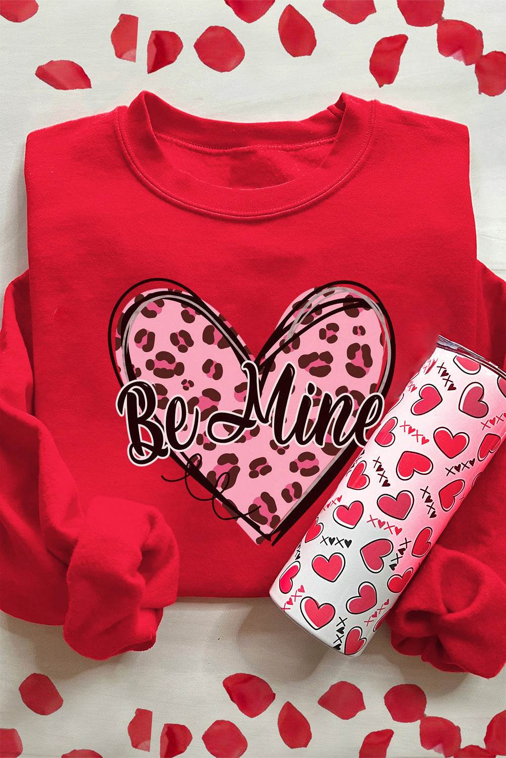 Valentine's Day BE MINE Heart Long Sleeve Sweatshirt for a perfect OOTD – dress to impress outfits from Amexza