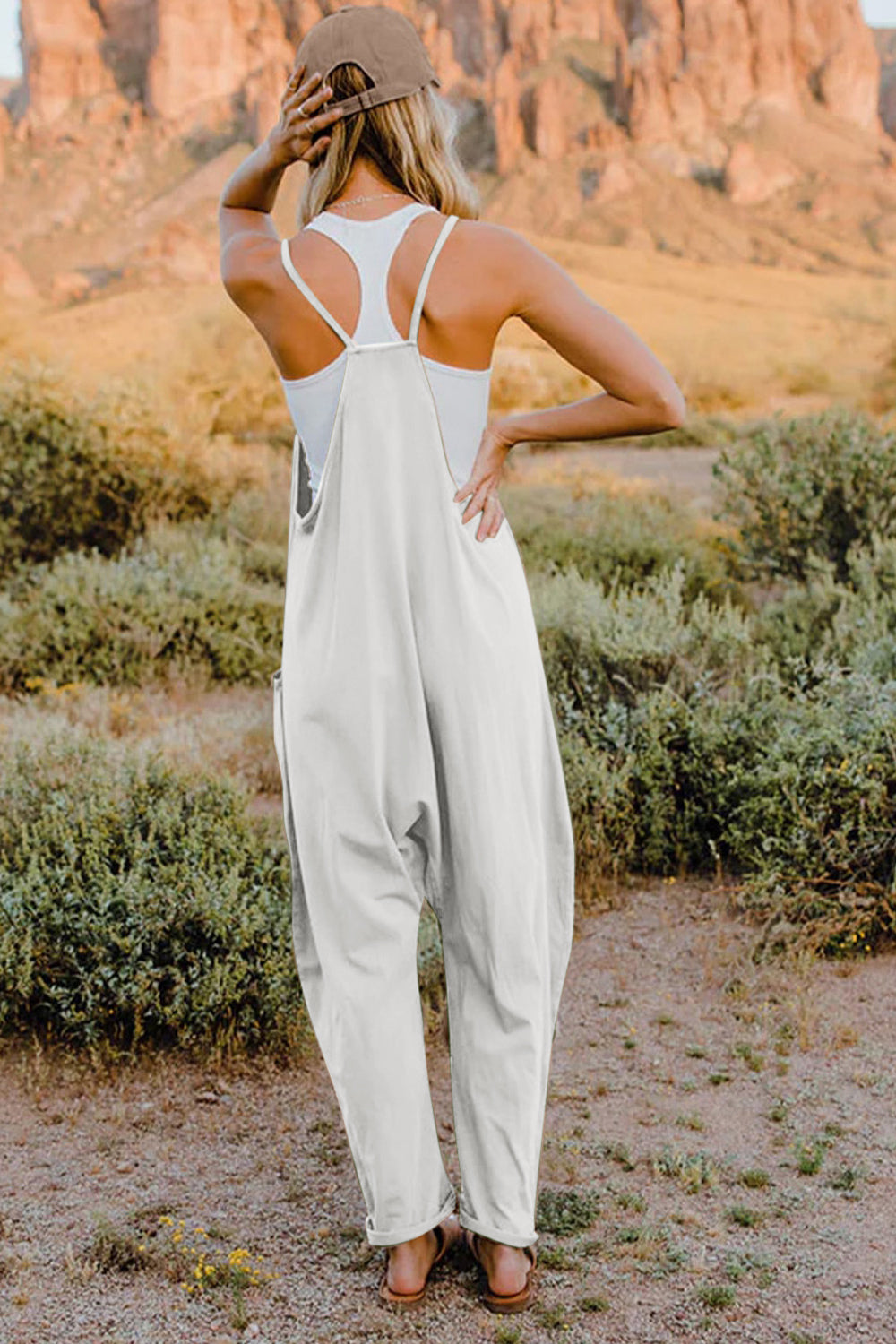 Double Take Full Size V-Neck Sleeveless Jumpsuit with Pockets for a perfect OOTD – dress to impress outfits from Amexza