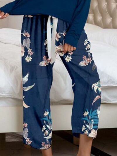 Round Neck Top and Printed Pants Lounge Set for a perfect OOTD – dress to impress outfits from Amexza