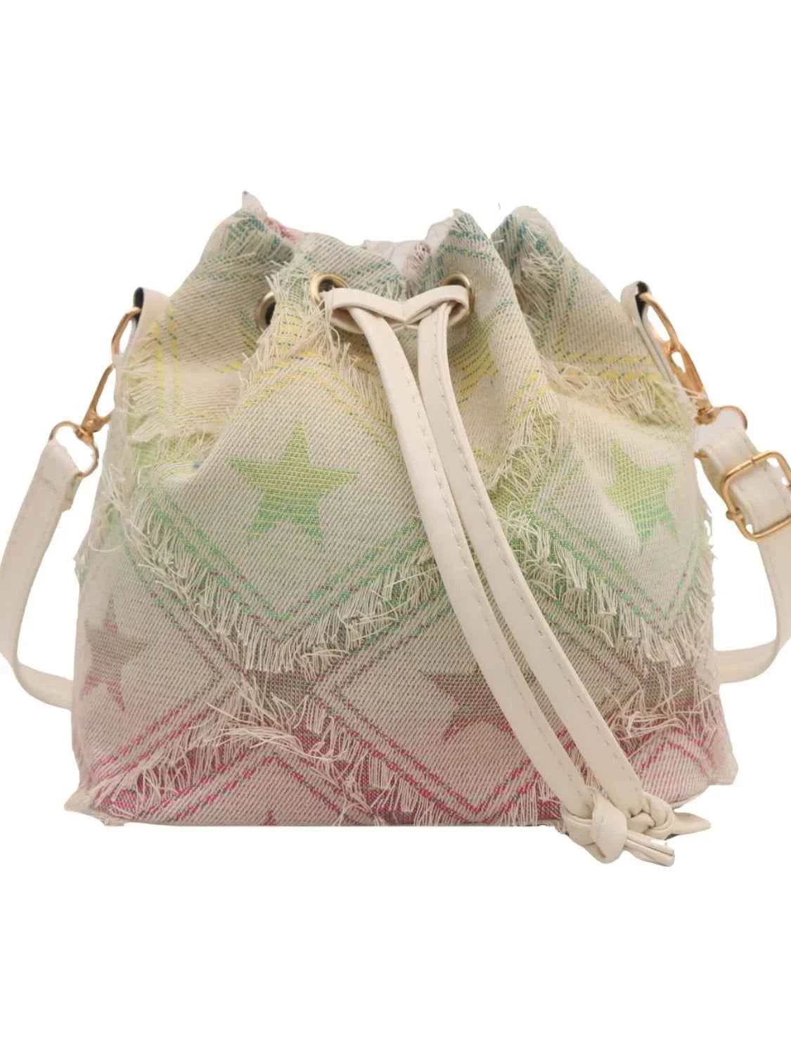 Drawstring Raw Edge Bucket Bag for a perfect OOTD – dress to impress outfits from Amexza