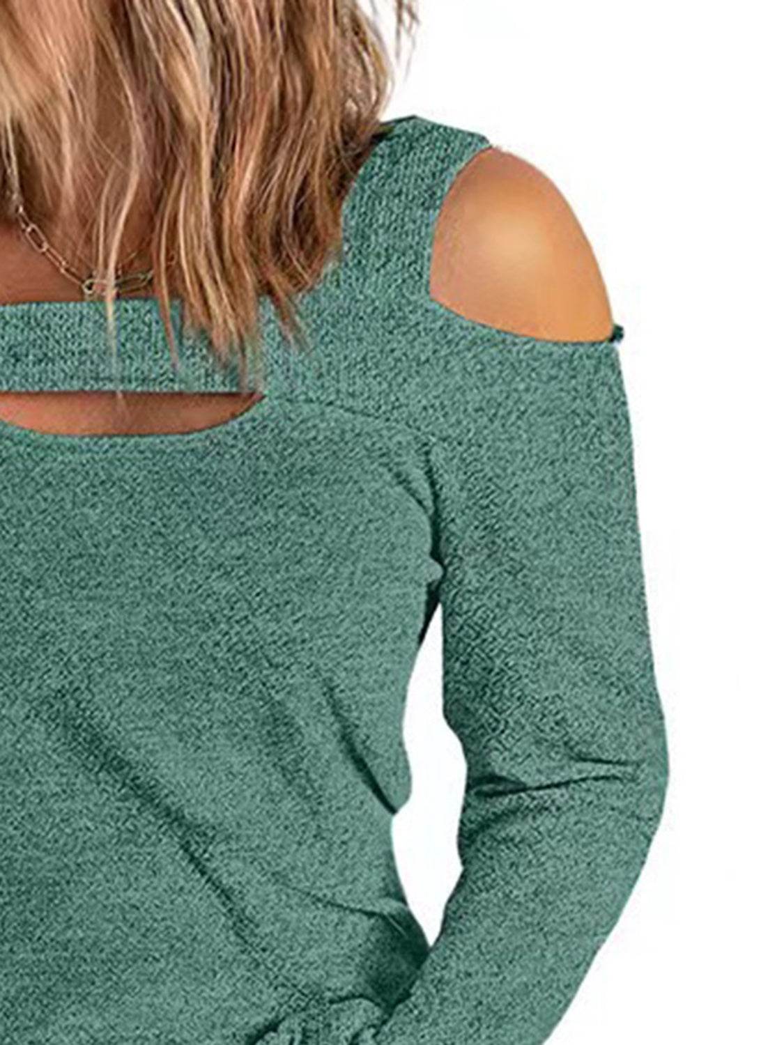 Full Size Cutout Cold Shoulder Blouse for a perfect OOTD – dress to impress outfits from Amexza