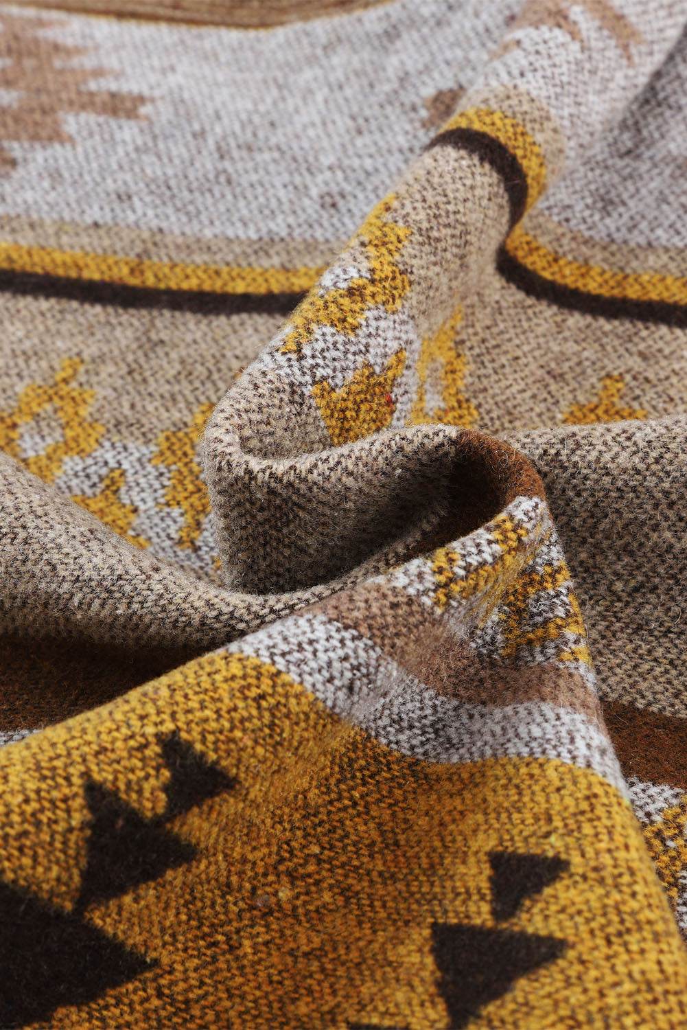 Pocketed Geometric Collared Neck Jacket - Amexza