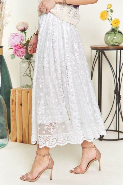 ADORA Elastic Waist Lace Midi Skirt for a perfect OOTD – dress to impress outfits from Amexza