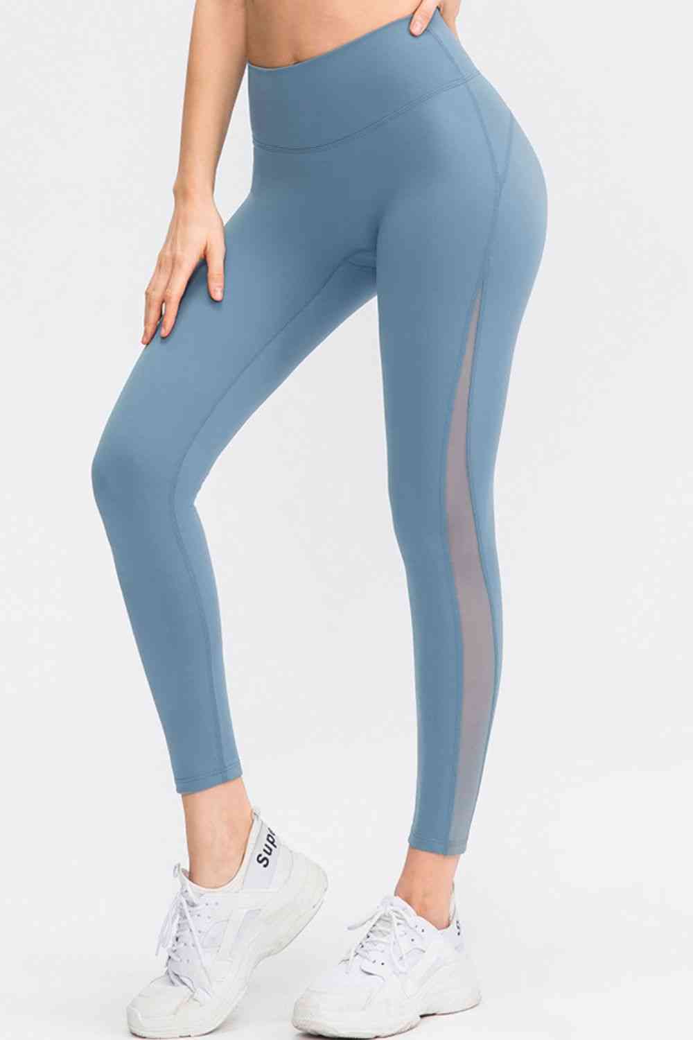 Wide Waistband Slim Fit Long Sports Pants Light Blue for a perfect OOTD – dress to impress outfits from Amexza