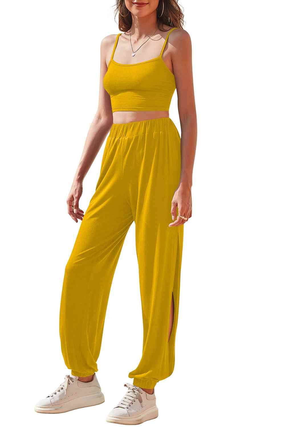 Cropped Cami and Side Split Joggers Set for a perfect OOTD – dress to impress outfits from Amexza