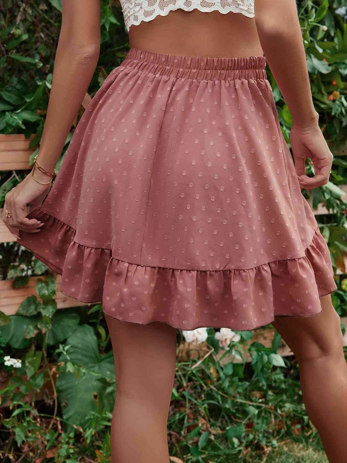 Honey Ruffle Hem Elastic Waist Mini Skirt for a perfect OOTD – dress to impress outfits from Amexza