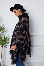 Shiny Turtleneck Plaid Raw Hem Sweater for a perfect OOTD – dress to impress outfits from Amexza
