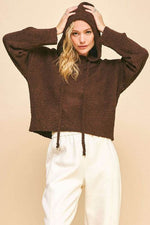 Davi & Dani Drop Shoulder Long Sleeve Hooded Sweater for a perfect OOTD – dress to impress outfits from Amexza