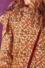 Floral Ruffled Long Sleeve Blouse - Amexza