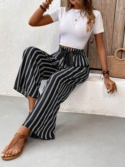 Striped High Waist Wide Leg Pants for a perfect OOTD – dress to impress outfits from Amexza