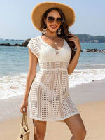 Openwork V-Neck Cap Sleeve Cover-Up for a perfect OOTD – dress to impress outfits from Amexza