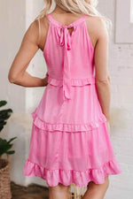 Tied Back Ruffled Layered Sleeveless Mini Dress for a perfect OOTD – dress to impress outfits from Amexza