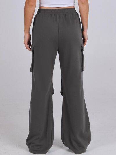 Elastic Waist Wide Leg Pants with Pockets for a perfect OOTD – dress to impress outfits from Amexza