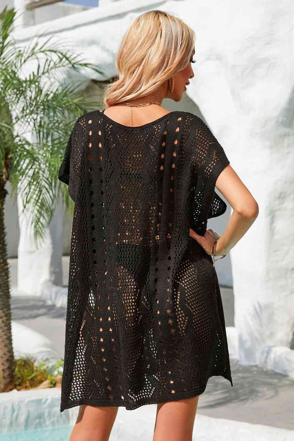 Angel Wings Openwork Plunge Dolman Sleeve Cover-Up Dress for a perfect OOTD – dress to impress outfits from Amexza