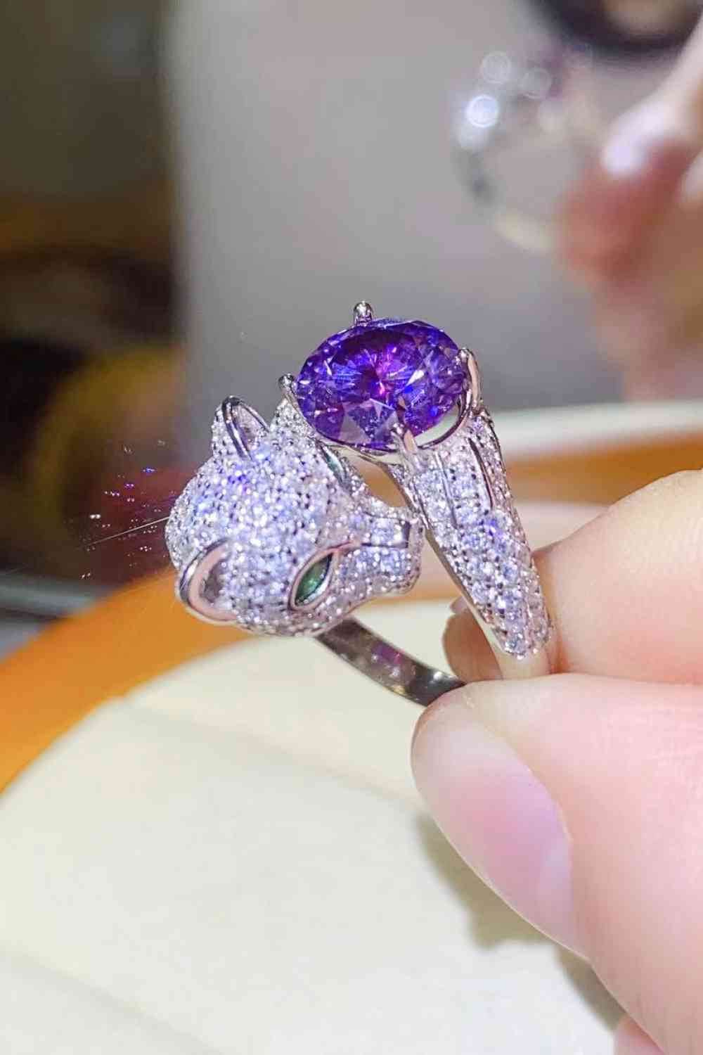 2 Carat Moissanite Adjustable Animal Bypass Ring Purple One Size for a perfect OOTD – dress to impress outfits from Amexza