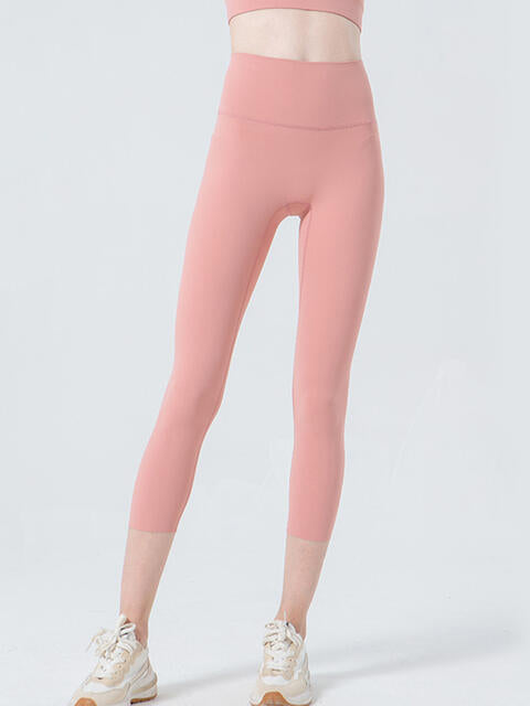 Wide Waistband Cropped Sports Leggings Coral for a perfect OOTD – dress to impress outfits from Amexza