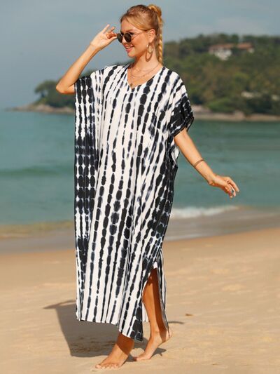 Tie-Dye V-Neck Half Sleeve Cover-Up for a perfect OOTD – dress to impress outfits from Amexza