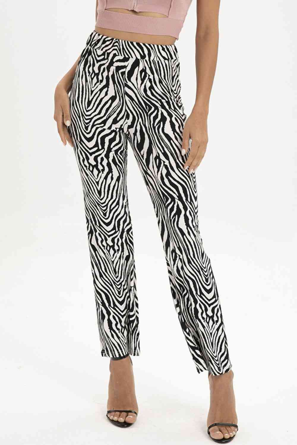 Zebra Print Straight Leg Pants Zebra for a perfect OOTD – dress to impress outfits from Amexza