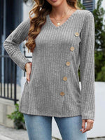 V-Neck Long Sleeve T-Shirt for a perfect OOTD – dress to impress outfits from Amexza
