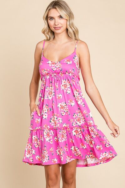 Culture Code Full Size Floral Ruffled Cami Dress Pink for a perfect OOTD – dress to impress outfits from Amexza