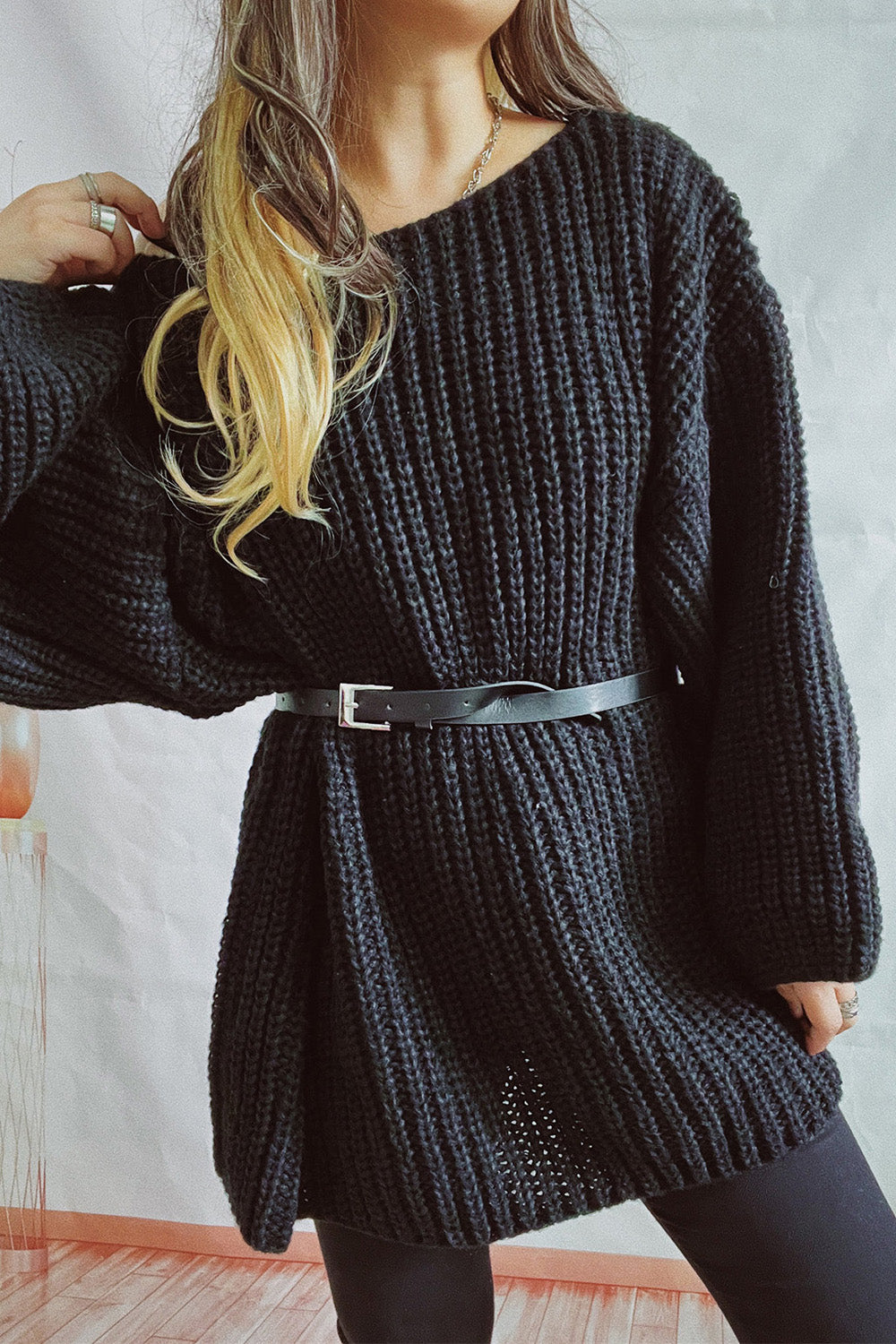 Boat Neck Dropped Shoulder Mini Sweater Dress for a perfect OOTD – dress to impress outfits from Amexza