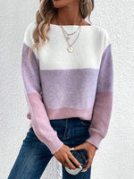 Color Block Boat Neck Sweater for a perfect OOTD – dress to impress outfits from Amexza
