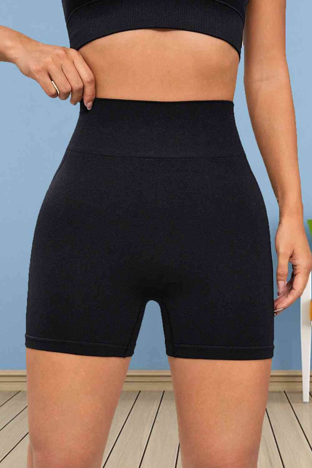 Wide Waistband Sports Shorts Black for a perfect OOTD – dress to impress outfits from Amexza