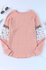 Sequin Leopard Round Neck Long Sleeve Sweater for a perfect OOTD – dress to impress outfits from Amexza