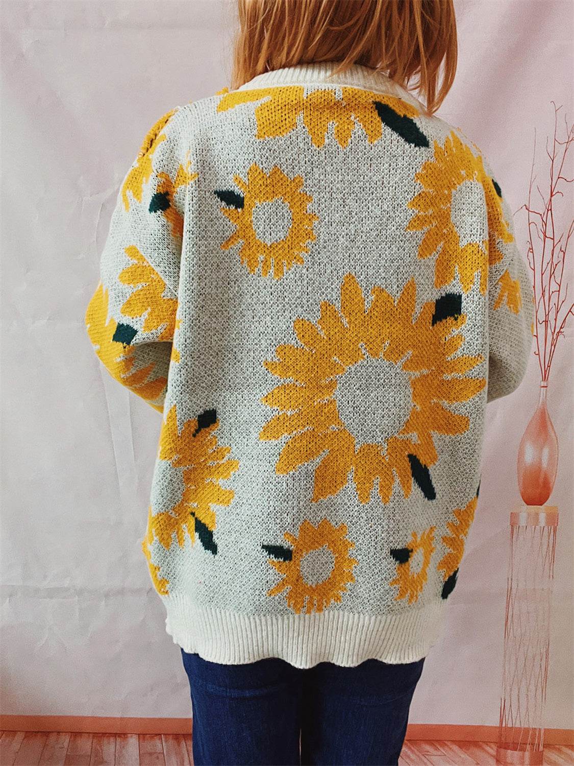 Sunflower Dropped Shoulder Long Sleeve Sweater for a perfect OOTD – dress to impress outfits from Amexza